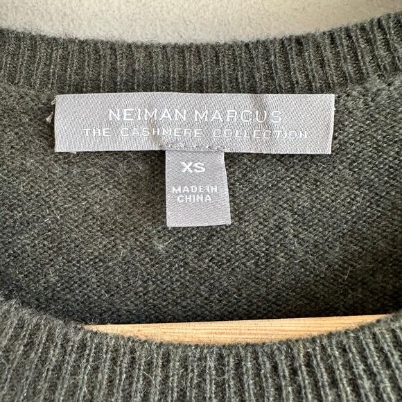 Neiman Marcus Cashmere Long Sleeve Sweater Dress Green XS - Picture 2 of 8